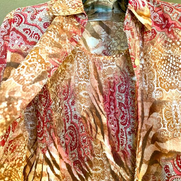 NWOT Alfred Dunner 2 in 1 Paisley Brown and Pink Blouse with Tank Top size 12 - Picture 5 of 7